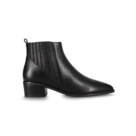 Marc Fisher Shoes - MARC FISHER Missir Black Leather Chelsea Boots Block Heel Pointed Toe Size 6